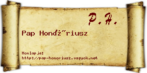 Pap Honóriusz névjegykártya